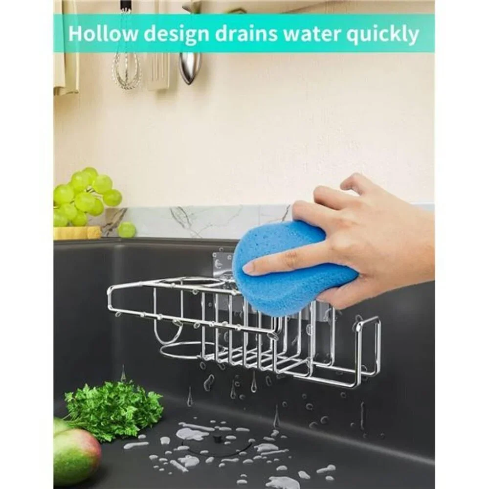 HapiRm Adhesive Sink Caddy 4 in 1 Sponge Holder Stainless Steel Kitchen Organize